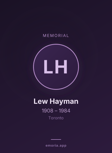 Memorial portrait of Lew Hayman