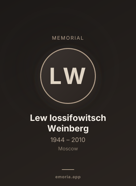 Memorial portrait of Lew Iossifowitsch Weinberg