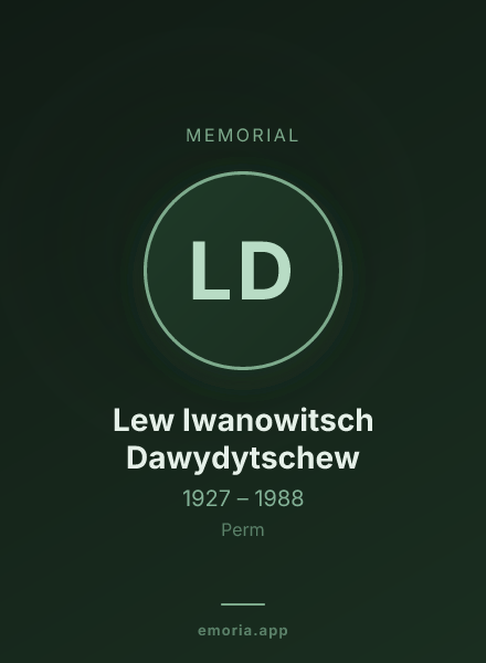 Memorial portrait of Lew Iwanowitsch Dawydytschew