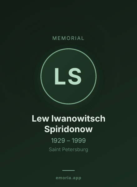 Memorial portrait of Lew Iwanowitsch Spiridonow