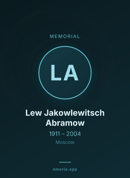 Memorial portrait of Lew Jakowlewitsch Abramow