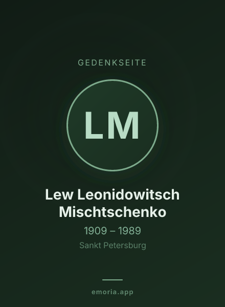 Gedenkportrait von Lew Leonidowitsch Mischtschenko
