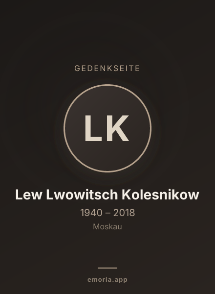 Gedenkportrait von Lew Lwowitsch Kolesnikow