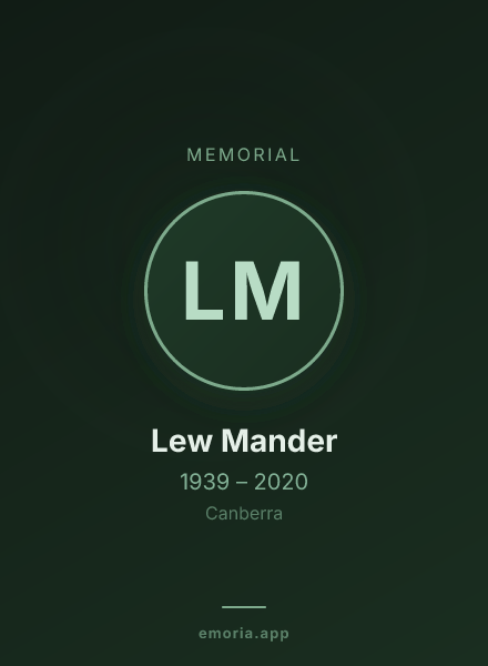 Memorial portrait of Lew Mander