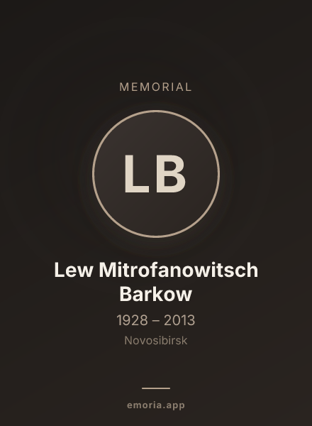Memorial portrait of Lew Mitrofanowitsch Barkow