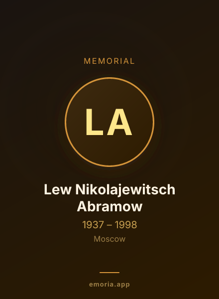 Memorial portrait of Lew Nikolajewitsch Abramow