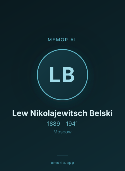 Memorial portrait of Lew Nikolajewitsch Belski