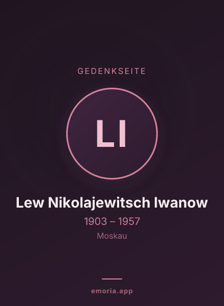 Gedenkportrait von Lew Nikolajewitsch Iwanow