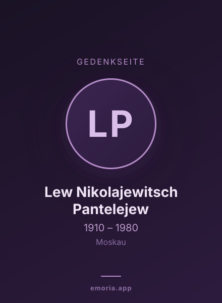 Gedenkportrait von Lew Nikolajewitsch Pantelejew