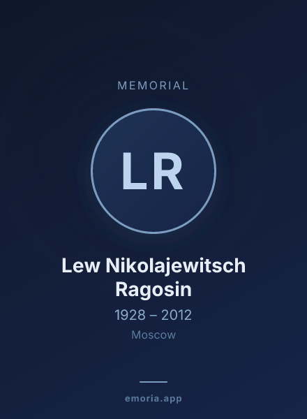 Memorial portrait of Lew Nikolajewitsch Ragosin