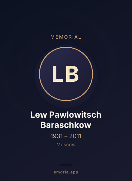 Memorial portrait of Lew Pawlowitsch Baraschkow