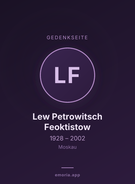 Gedenkportrait von Lew Petrowitsch Feoktistow