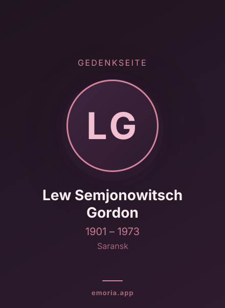 Gedenkportrait von Lew Semjonowitsch Gordon