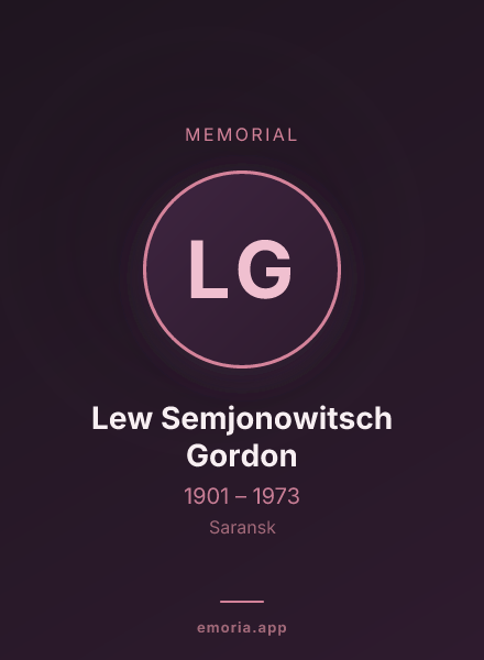 Memorial portrait of Lew Semjonowitsch Gordon