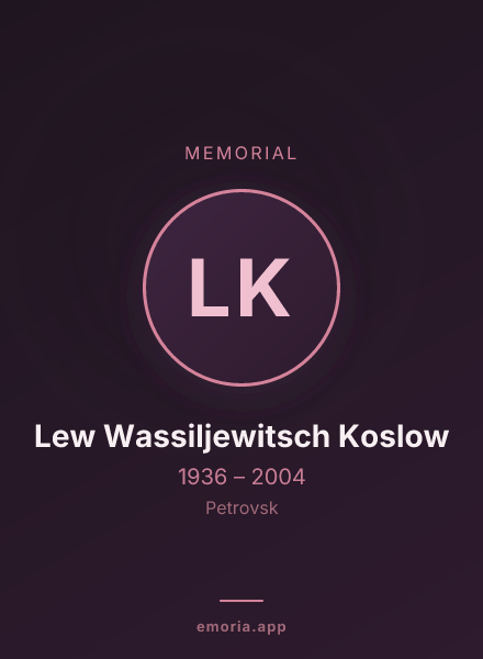 Memorial portrait of Lew Wassiljewitsch Koslow