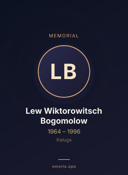 Memorial portrait of Lew Wiktorowitsch Bogomolow