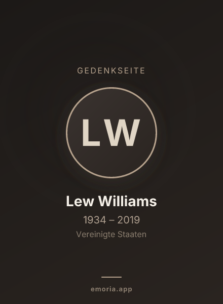 Gedenkportrait von Lew Williams