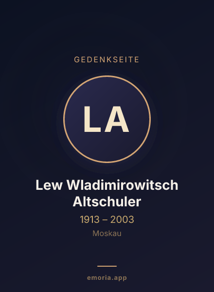 Gedenkportrait von Lew Wladimirowitsch Altschuler