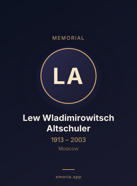 Memorial portrait of Lew Wladimirowitsch Altschuler