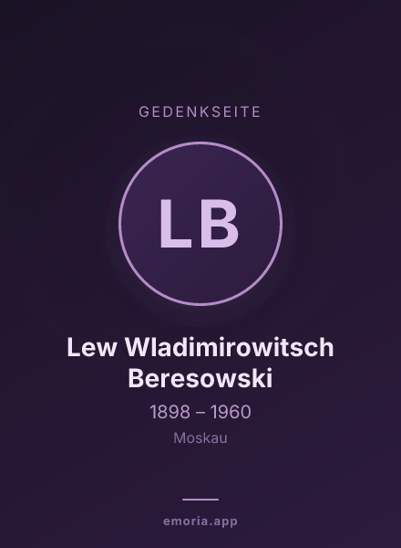 Gedenkportrait von Lew Wladimirowitsch Beresowski