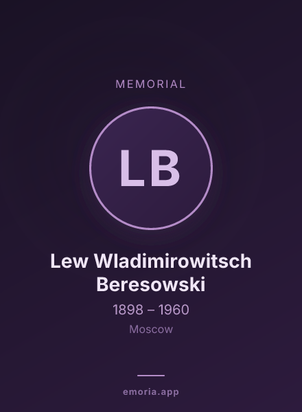 Memorial portrait of Lew Wladimirowitsch Beresowski
