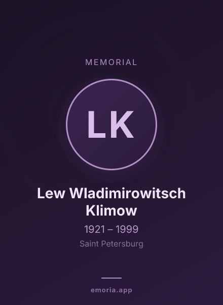 Memorial portrait of Lew Wladimirowitsch Klimow
