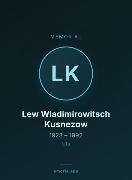 Memorial portrait of Lew Wladimirowitsch Kusnezow