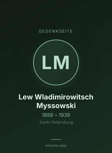 Gedenkportrait von Lew Wladimirowitsch Myssowski