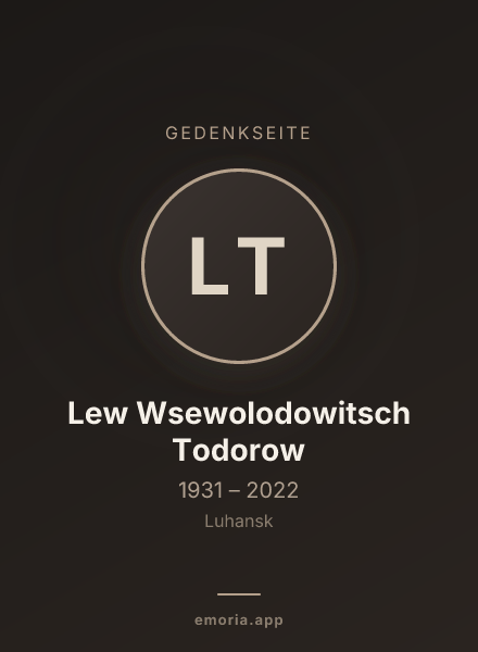 Gedenkportrait von Lew Wsewolodowitsch Todorow