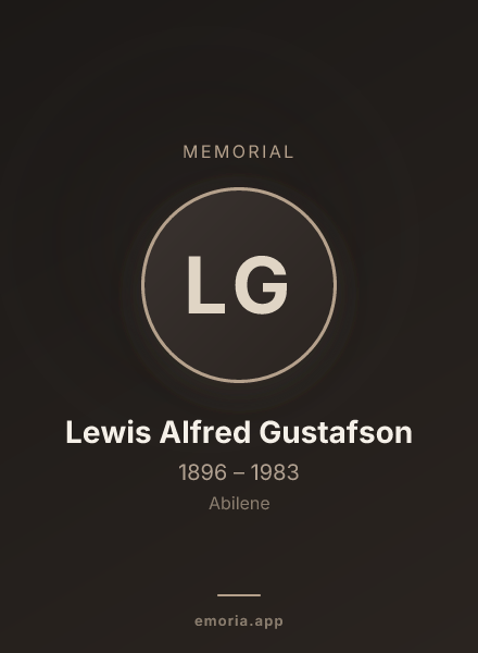 Memorial portrait of Lewis Alfred Gustafson