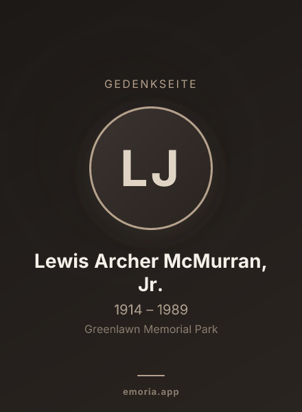 Gedenkportrait von Lewis Archer McMurran, Jr.
