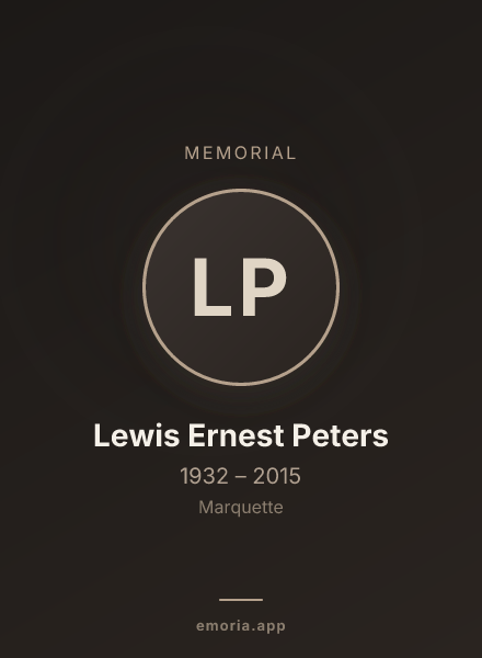 Memorial portrait of Lewis Ernest Peters