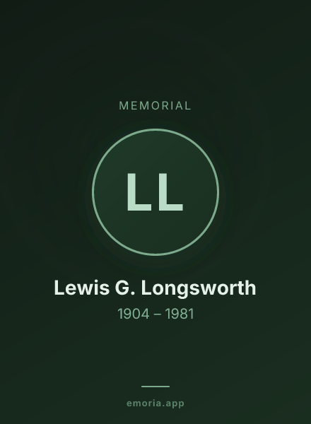Memorial portrait of Lewis G. Longsworth