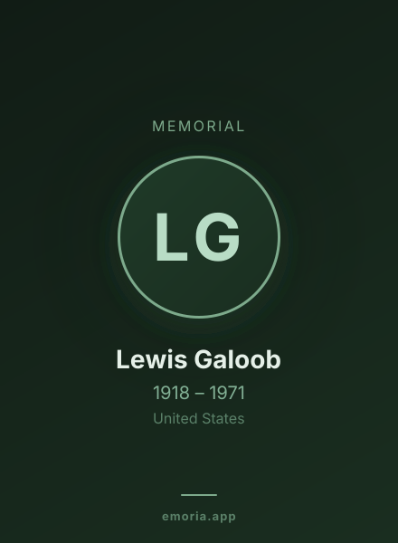 Memorial portrait of Lewis Galoob