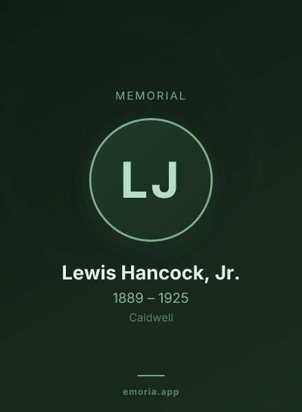 Memorial portrait of Lewis Hancock, Jr.
