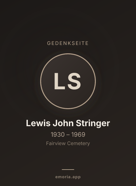 Gedenkportrait von Lewis John Stringer