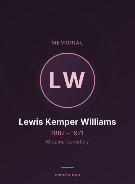 Memorial portrait of Lewis Kemper Williams
