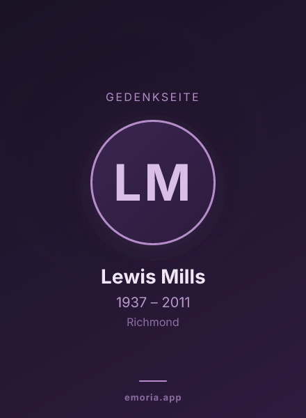 Gedenkportrait von Lewis Mills