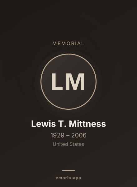 Memorial portrait of Lewis T. Mittness