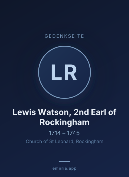 Gedenkportrait von Lewis Watson, 2nd Earl of Rockingham