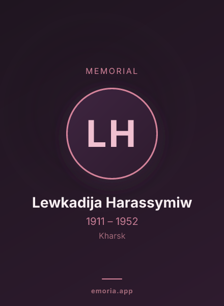 Memorial portrait of Lewkadija Harassymiw