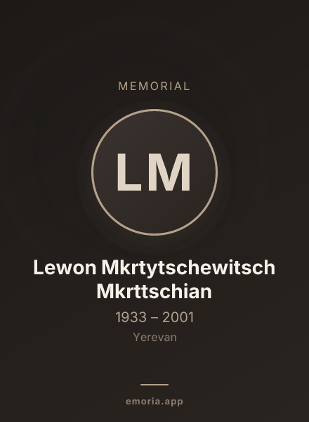 Memorial portrait of Lewon Mkrtytschewitsch Mkrttschian