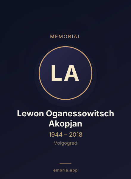 Memorial portrait of Lewon Oganessowitsch Akopjan