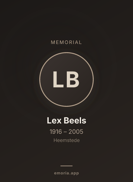 Memorial portrait of Lex Beels