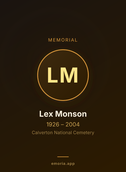 Memorial portrait of Lex Monson