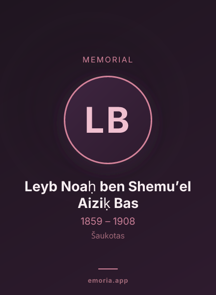 Memorial portrait of Leyb Noaḥ ben Shemuʼel Aiziḳ Bas