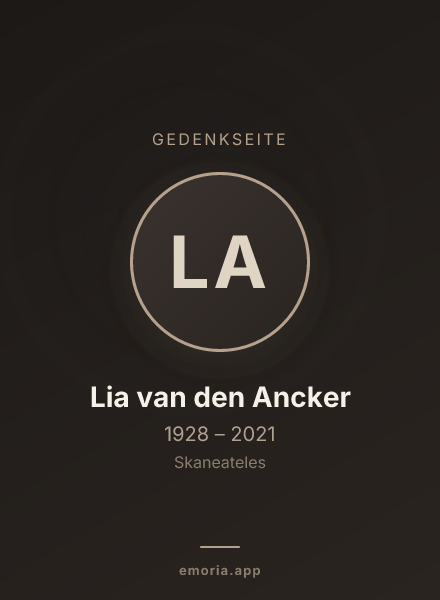 Gedenkportrait von Lia van den Ancker