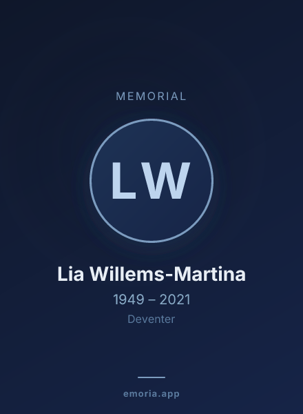 Memorial portrait of Lia Willems-Martina