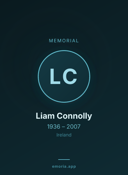 Memorial portrait of Liam Connolly