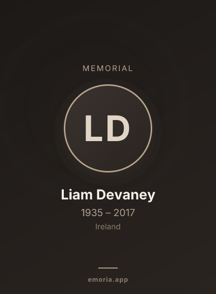 Memorial portrait of Liam Devaney